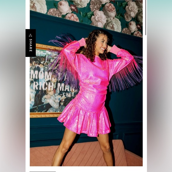 QUEEN OF SPARKLES | PINK SEQUIN FRINGE BACK DRESS - Picture 1 of 4